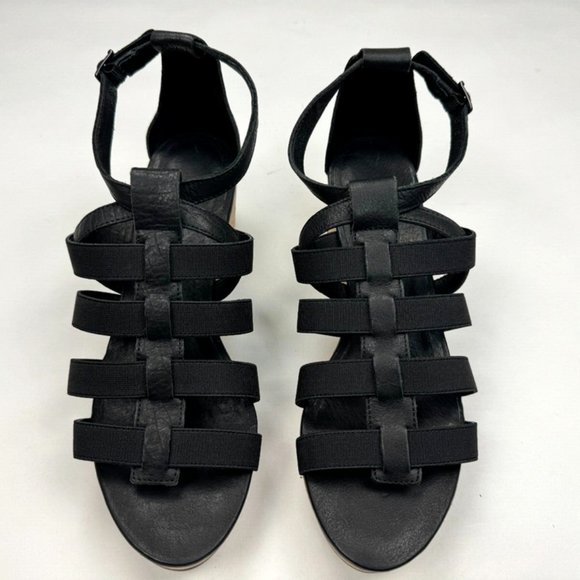 Eileen Fisher Leather Gladiator Wedge Sandals Women 9 NWOB Fisherman Platform - Picture 2 of 13
